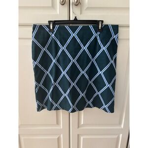 Melly‎ M Women's Skirt Size 12 Green Blue White Geometric Diamond Pattern